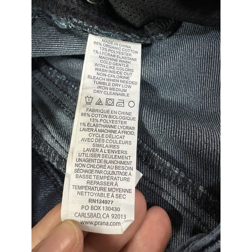 Prana Jeans Women 8/29 Button Up Straight Leg Mid-Rise Dark Blue Denim Preppy - Picture 4 of 9